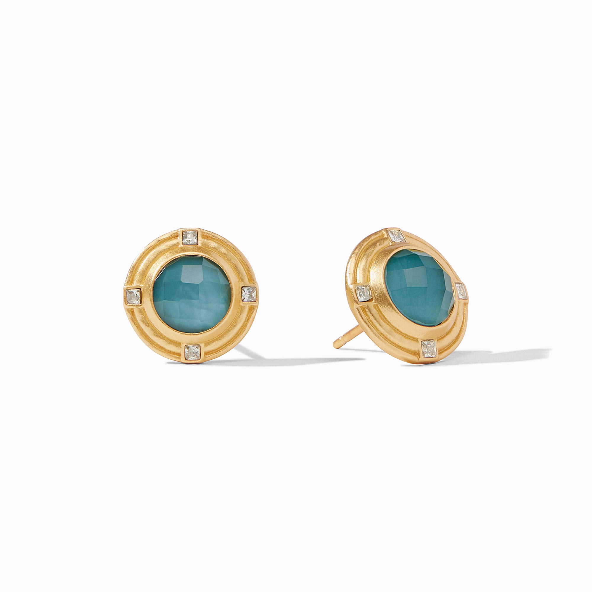 Julie Vos - Astor Stone Stud, Iridescent Peacock Blue