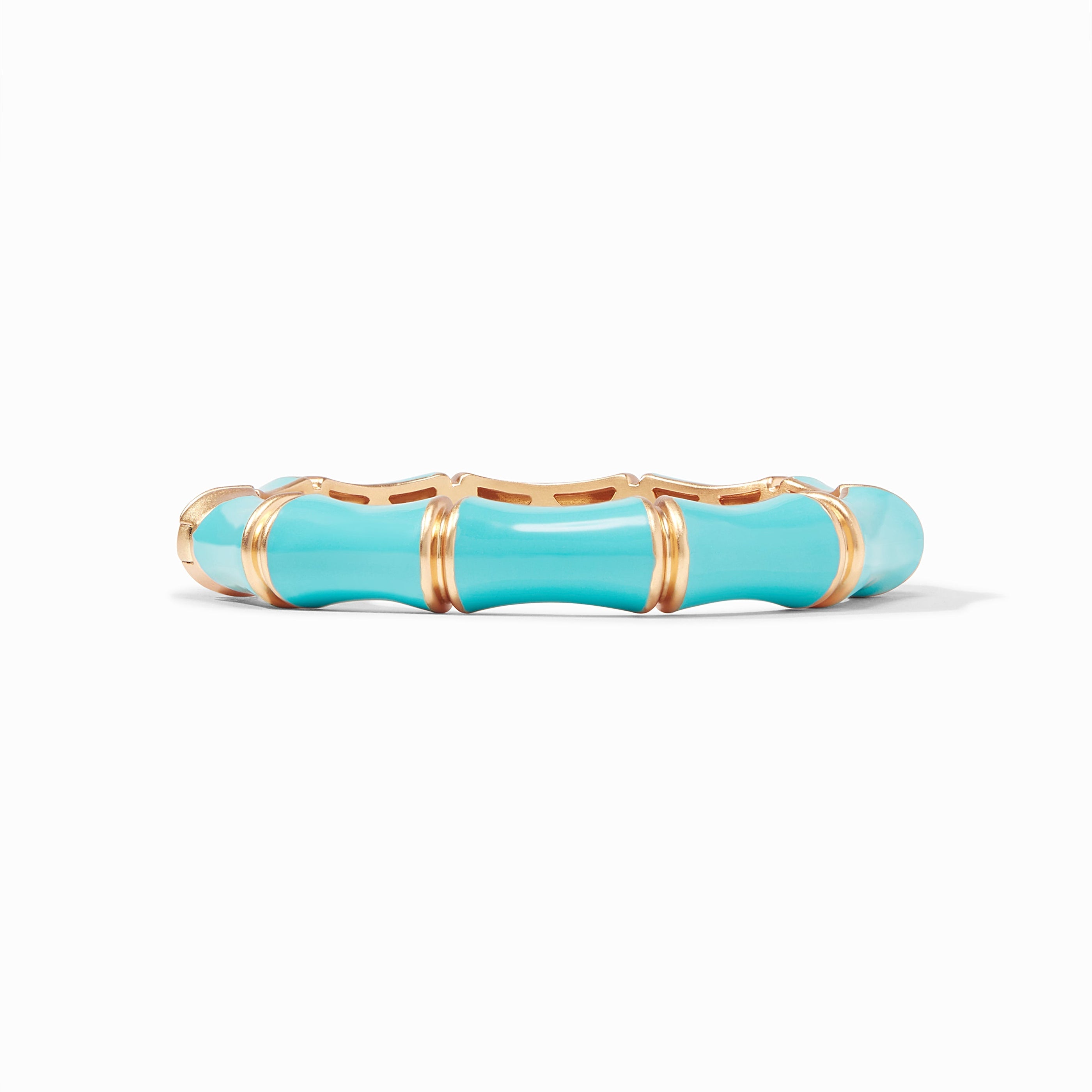 Bamboo Hinge Bangle Bahamian Blue Enamel