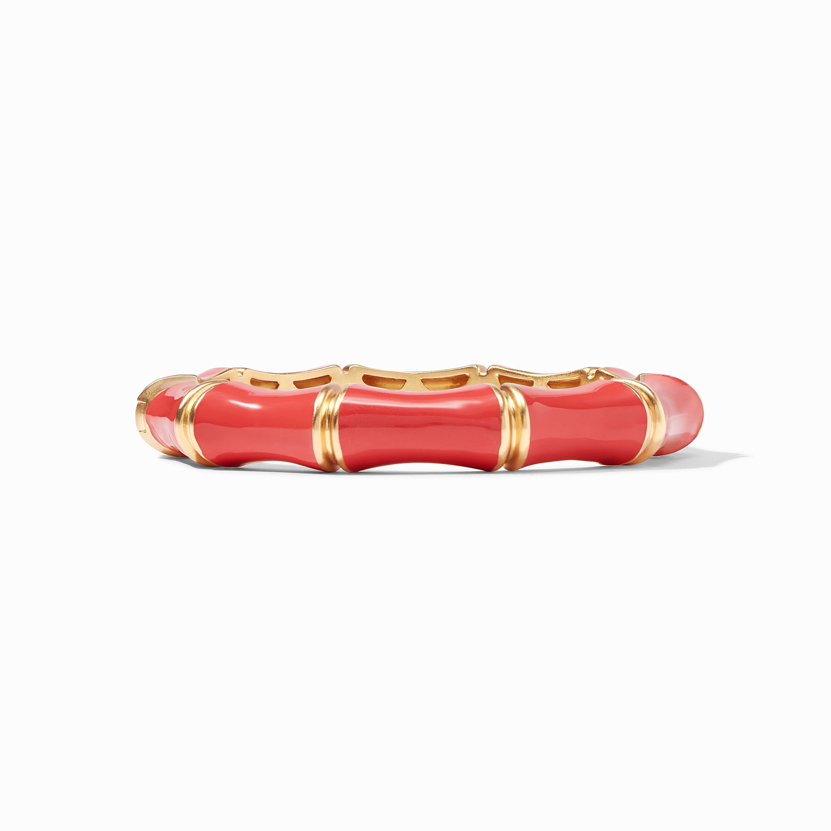 Bamboo Hinge Bangle Coral Enamel