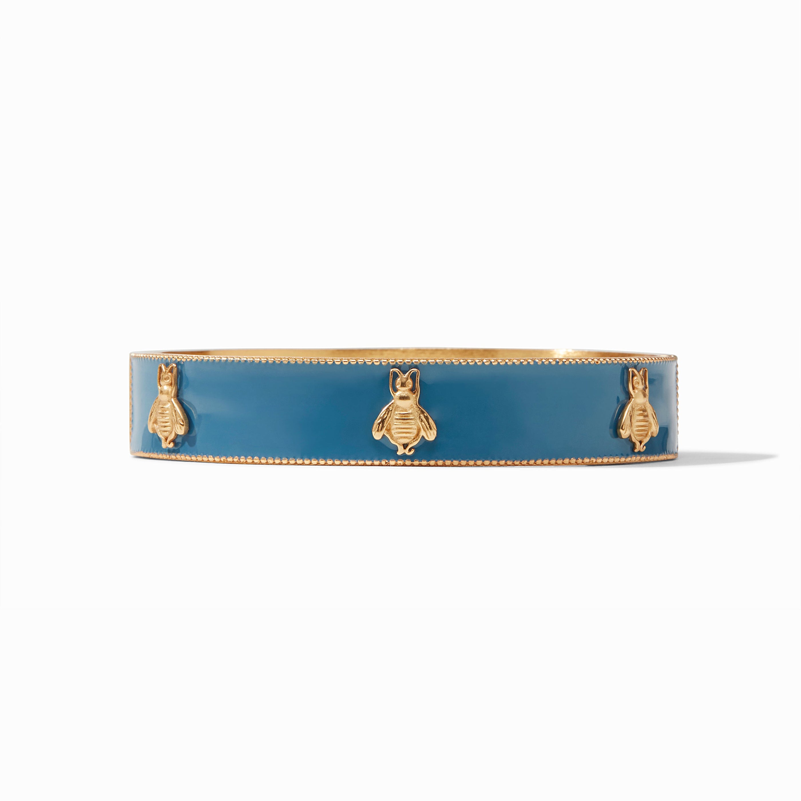 Julie Vos - Bee Enamel Hinge Bangle, Denim Blue Enamel