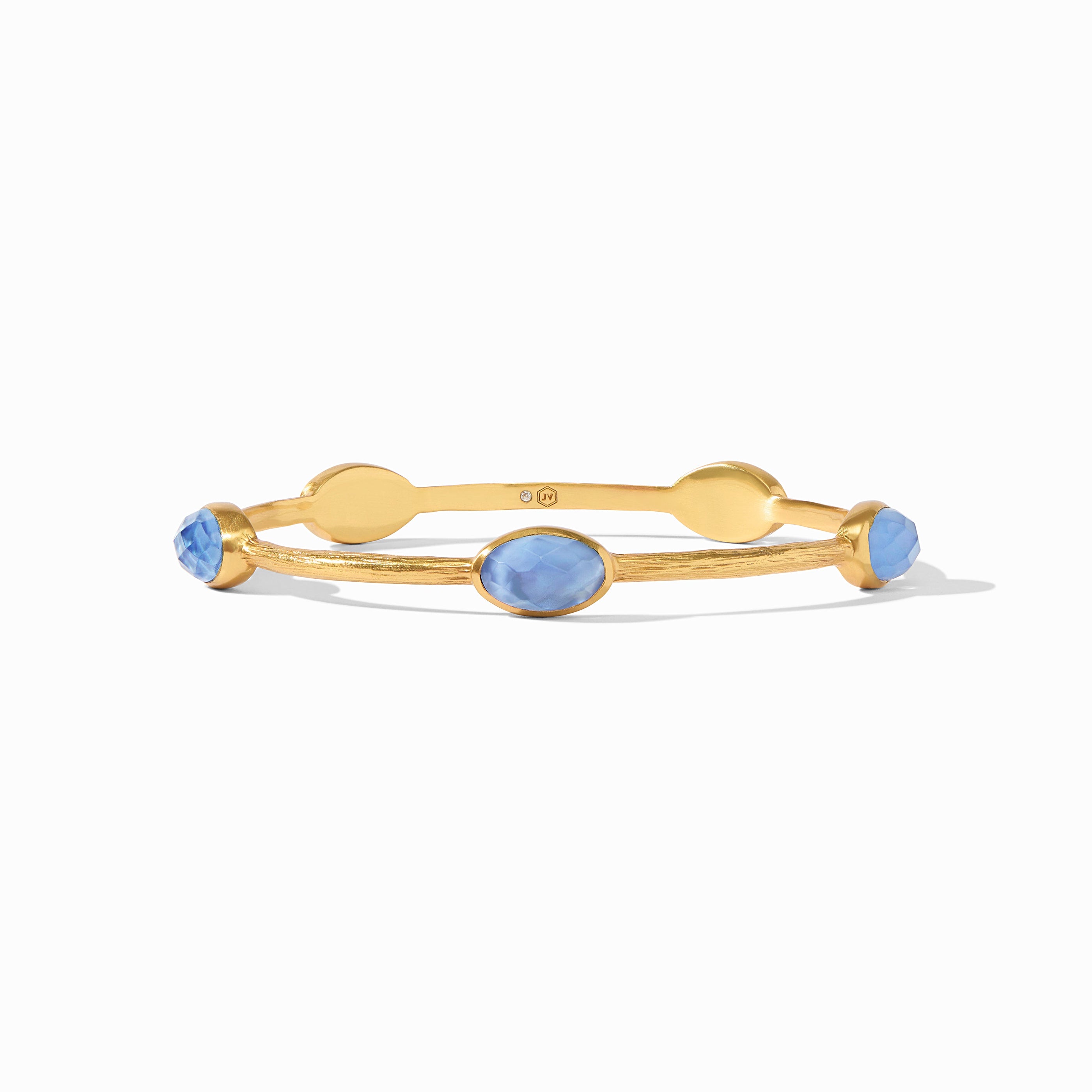 Julie Vos - Ivy Stone Bangle, Iridescent Chalcedony Blue / Large