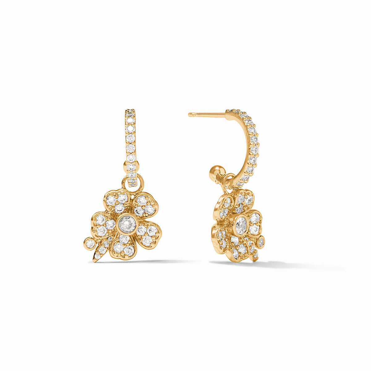 Julie Vos - Laurel Hoop &amp; Charm Earring, Cubic Zirconia