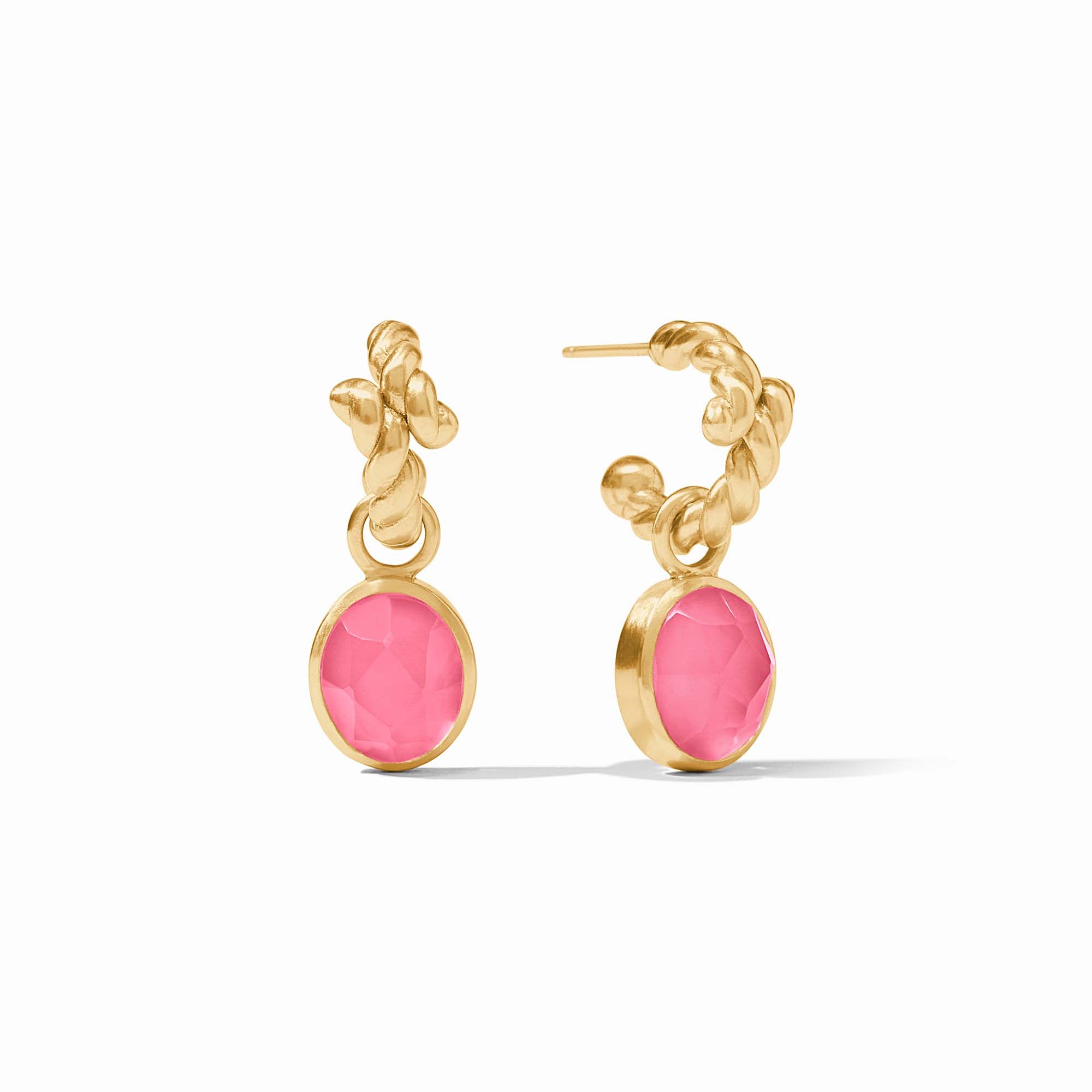 Julie Vos - Nassau Hoop &amp; Charm Earring, Iridescent Peony Pink