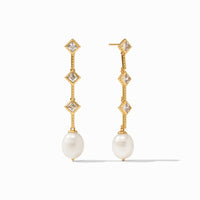 Noel Pearl Statement Earrings with CZ stations