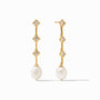 Noel Pearl Statement Earrings with CZ stations
