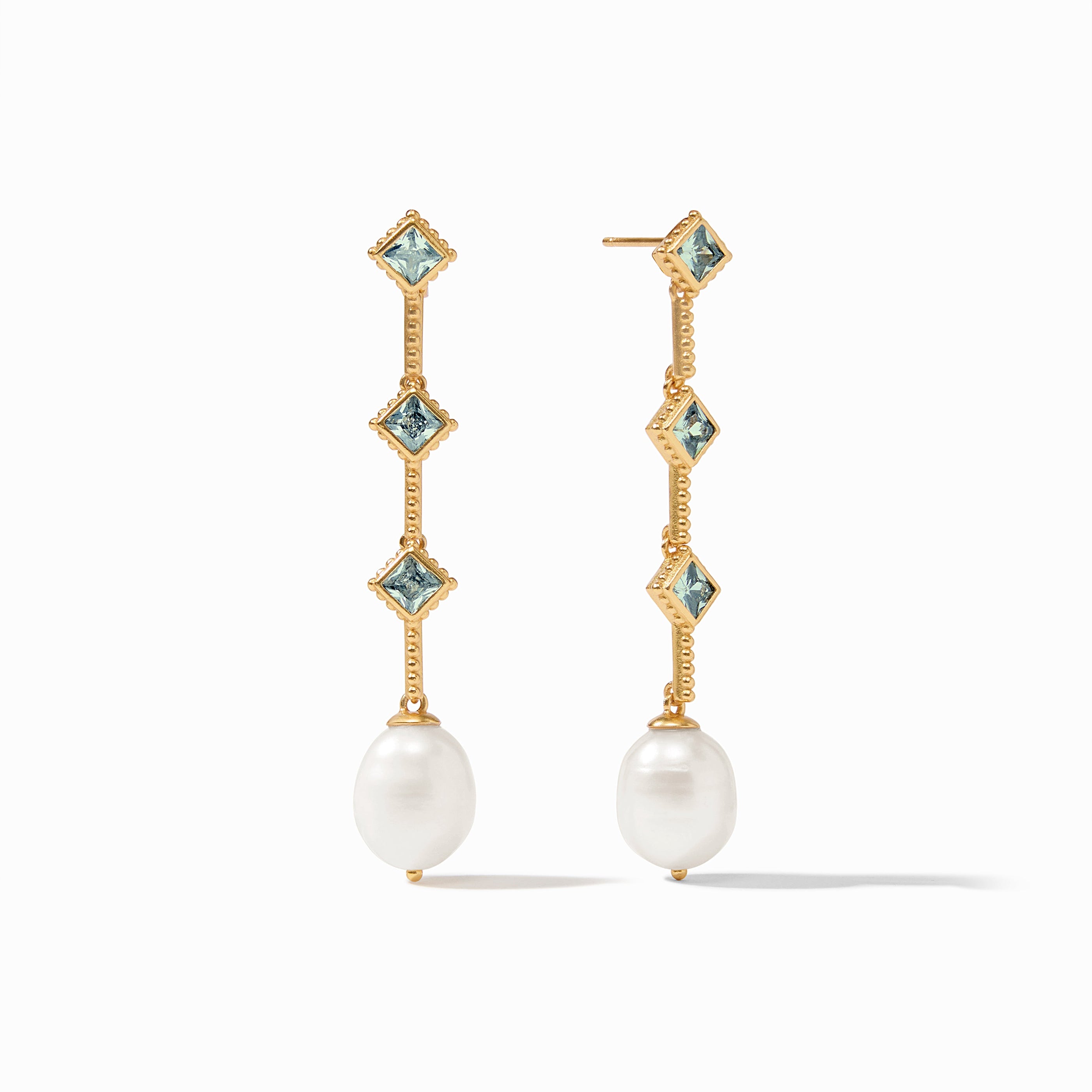 Noel Pearl Statement Earring in Peacock Blue