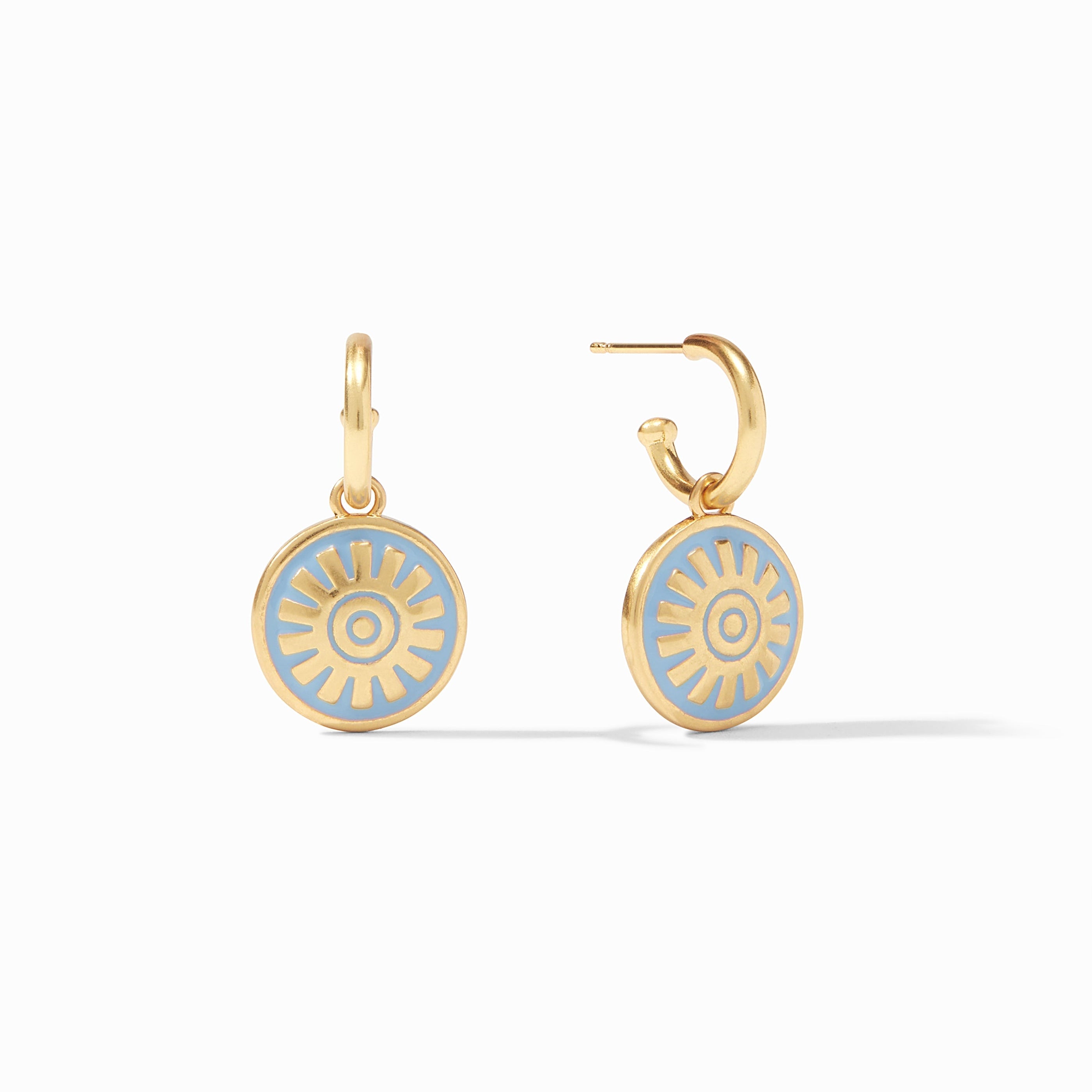 Julie Vos - Soleil Hoop &amp; Charm Earring, Chalcedony Blue Enamel