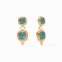 Julie Vos - Tudor Statement Earring, Iridescent Peacock Blue