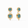 Julie Vos - Tudor Statement Earring, Iridescent Peacock Blue