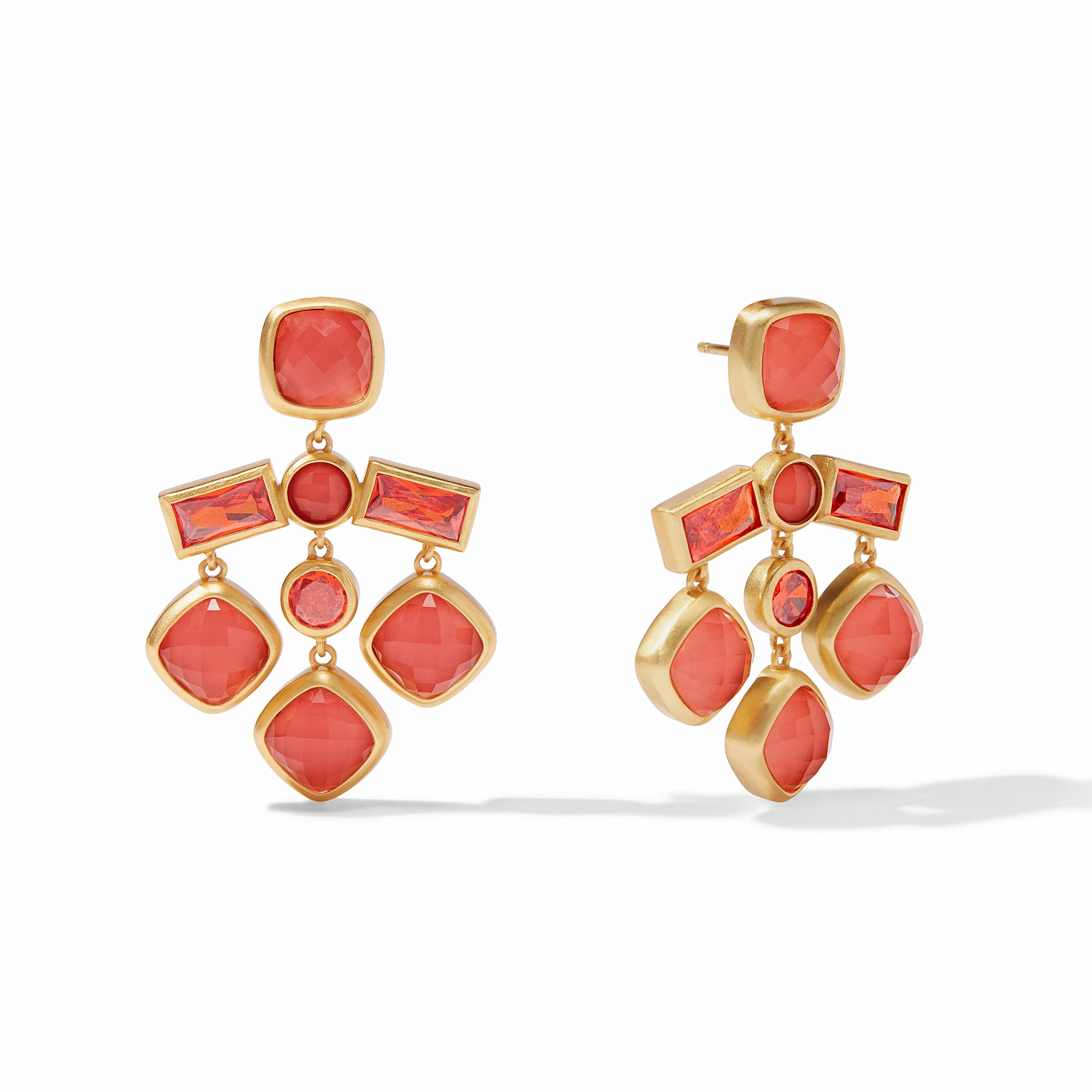 Julie Vos - Antonia Chandelier Earring, Iridescent Coral