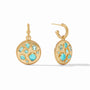 Julie Vos - Antonia Mosaic Hoop &amp; Charm Earring, Iridescent Bahamian Blue