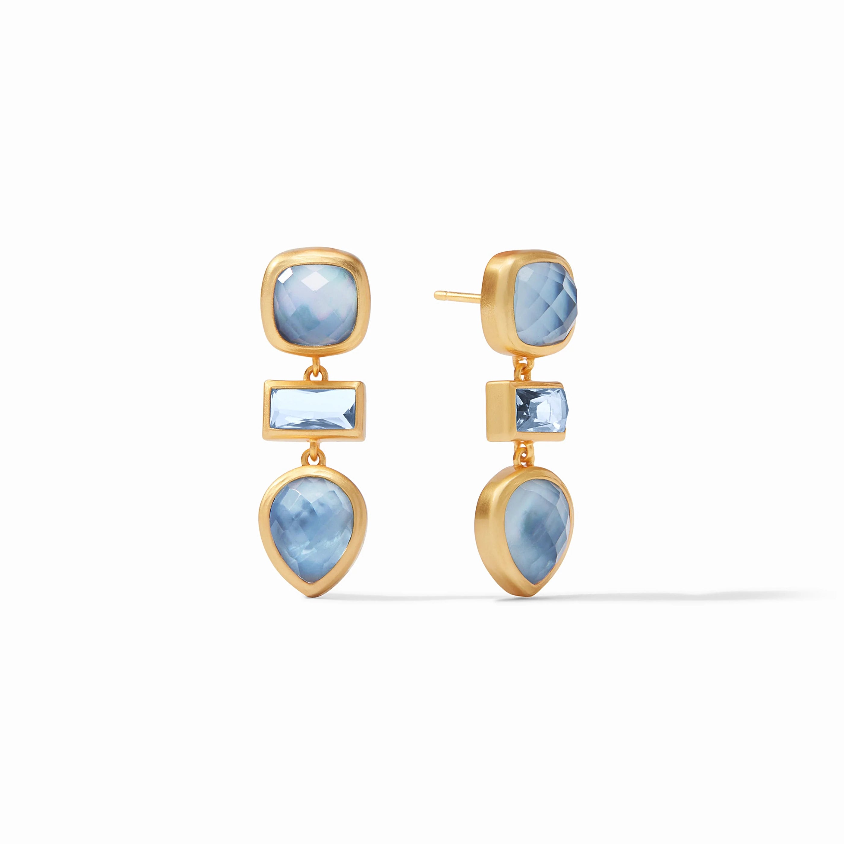 Julie Vos - Antonia Tier Earring, Iridescent Chalcedony Blue