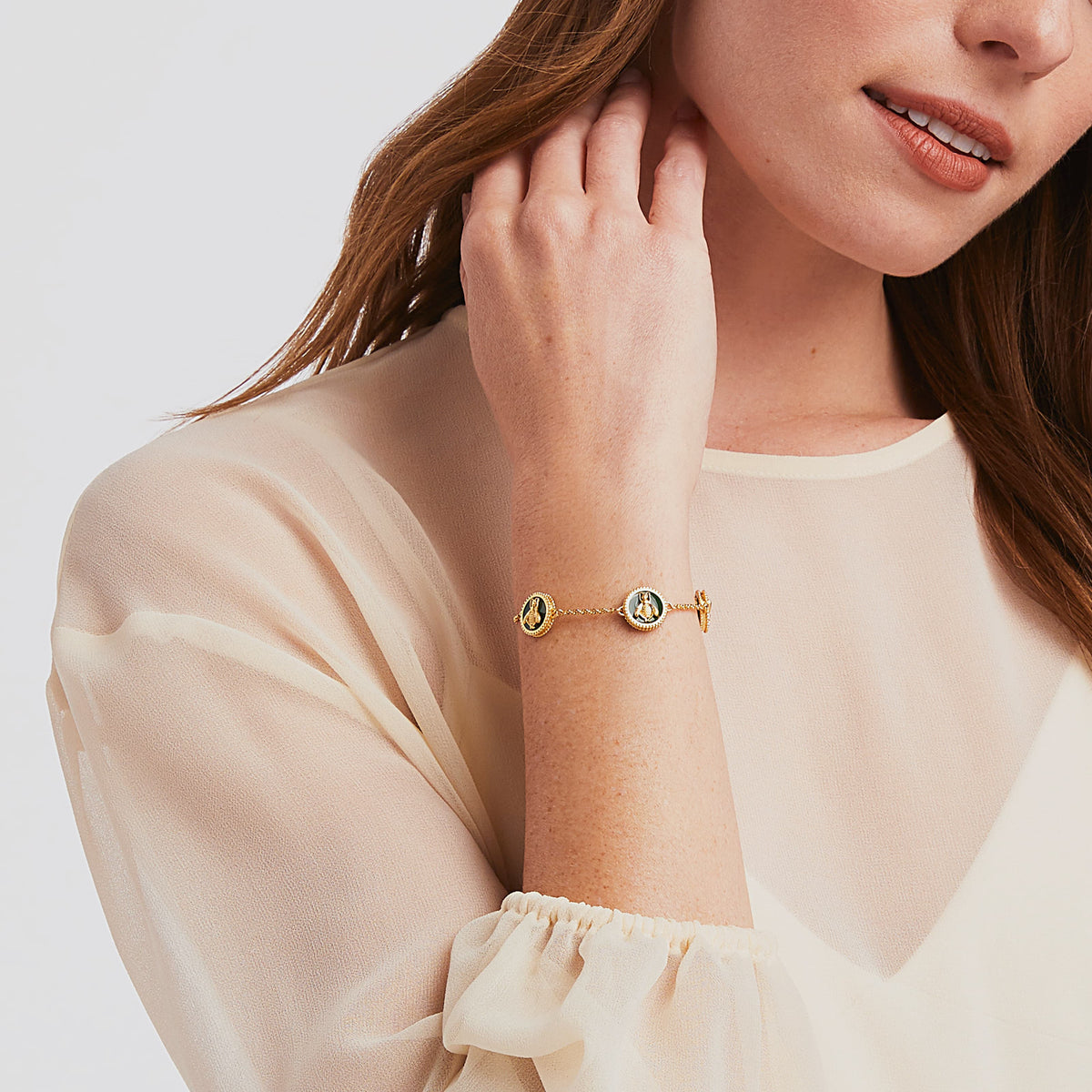 carousel, roll-over {{ PDP Model is wearing Jade Green Enamel}}