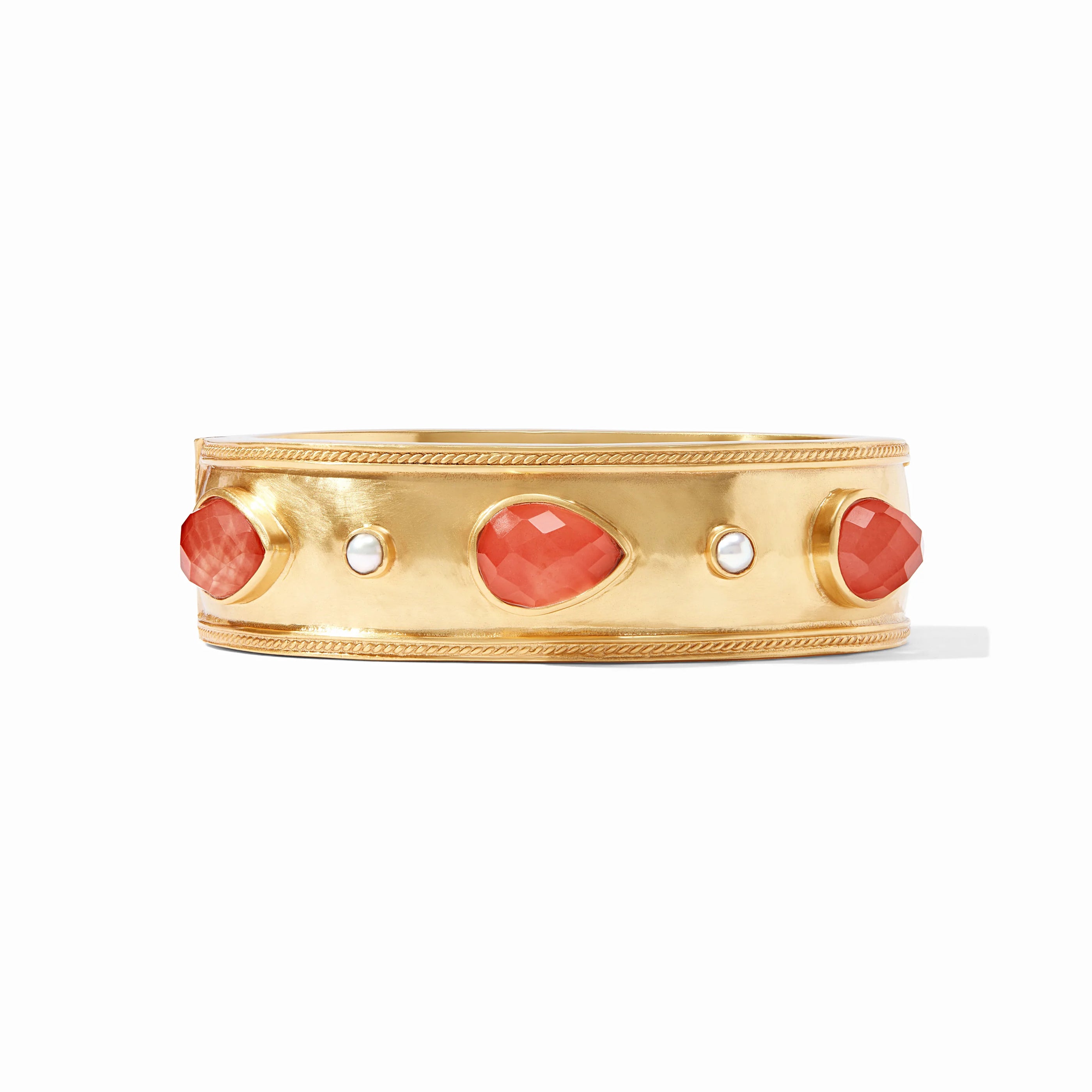 Julie Vos - Cannes Statement Hinge Bangle, Iridescent Coral