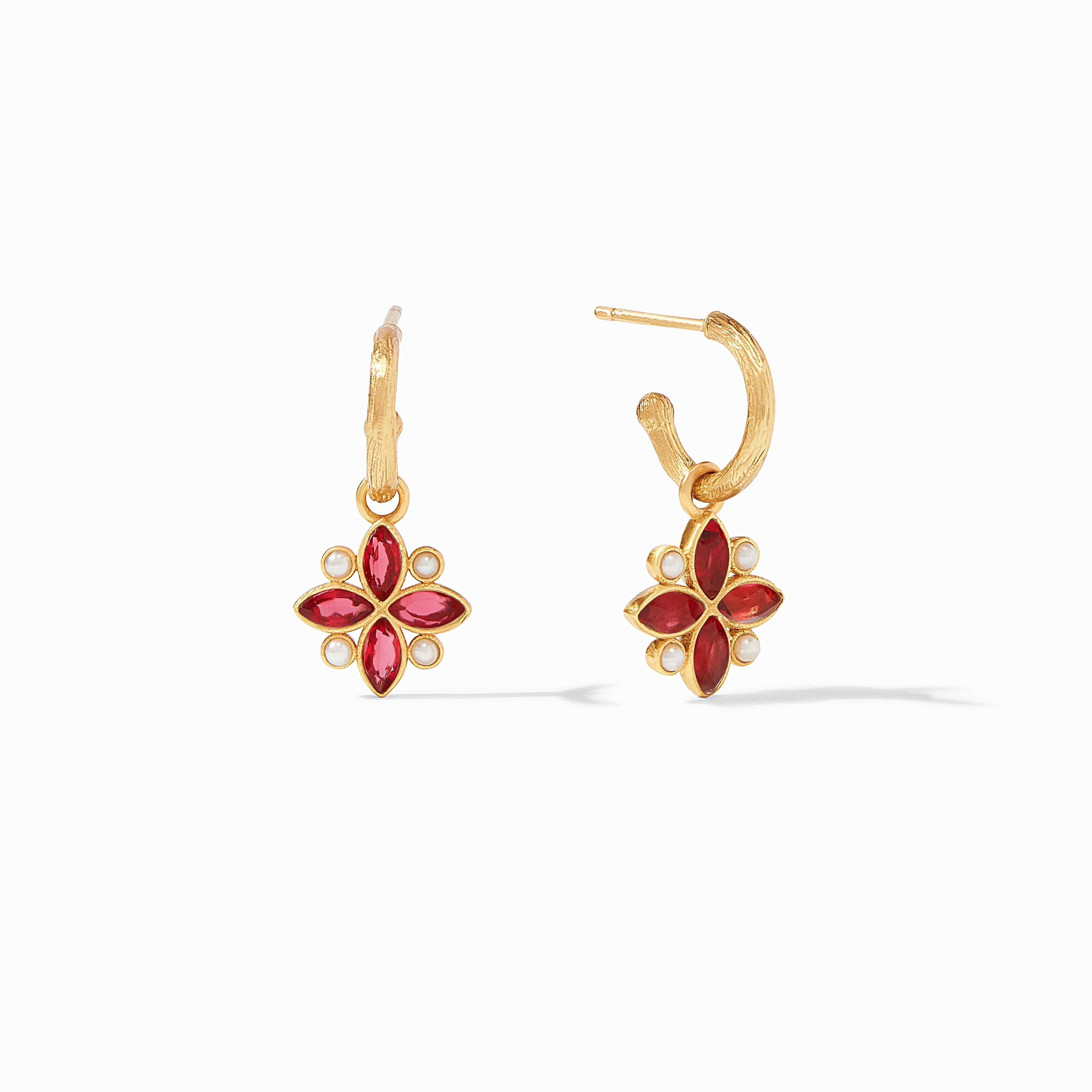 Julie Vos - Charlotte Hoop &amp; Charm Earring, Ruby Red