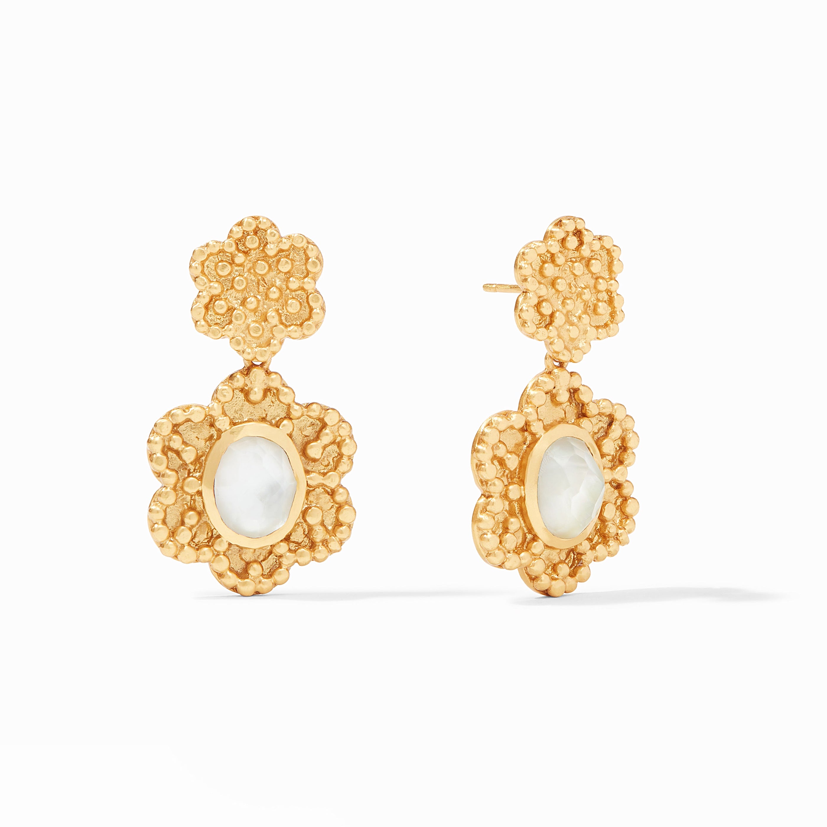 Julie Vos - Colette Fleur Earring, Iridescent Clear Crystal