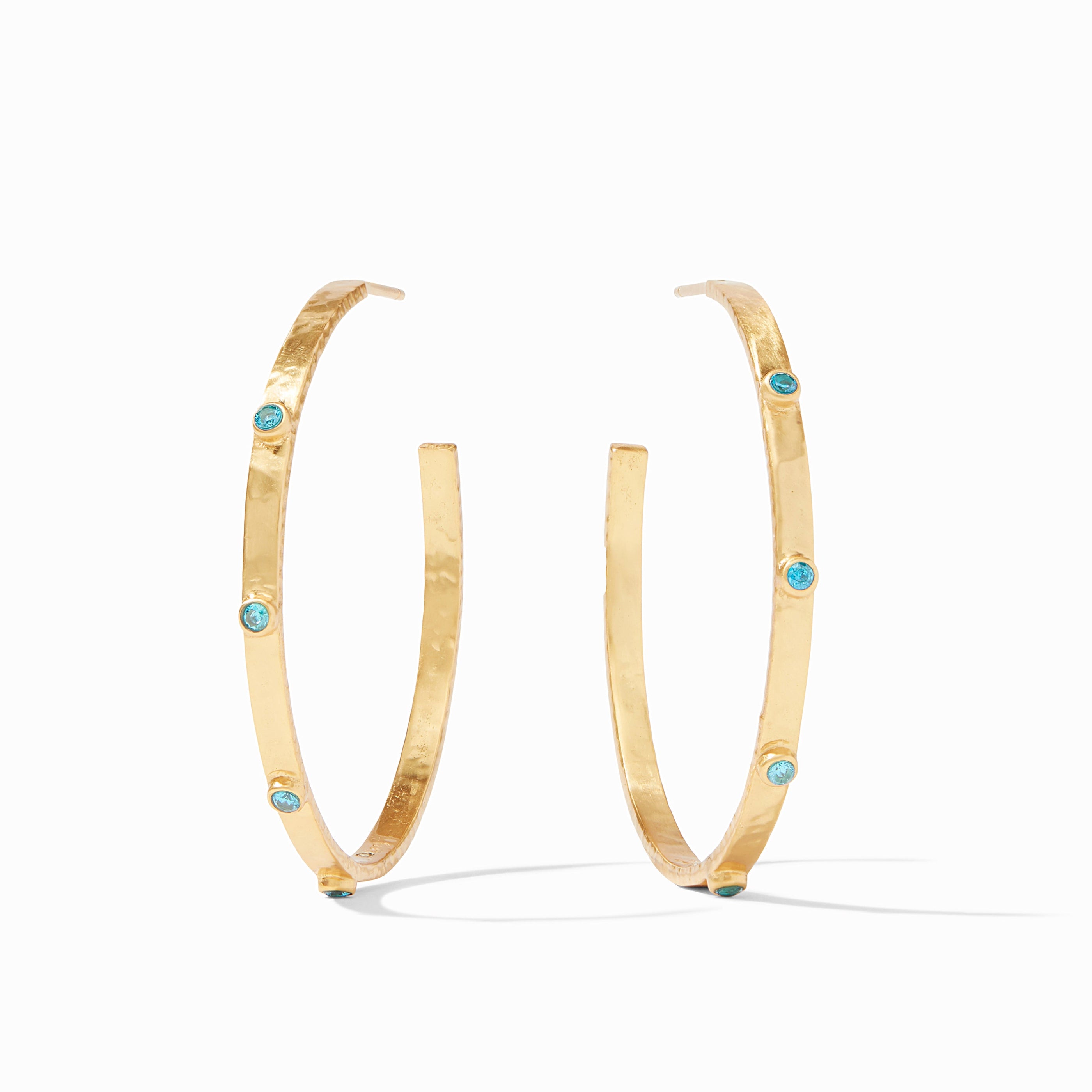 Julie Vos - Crescent Stone Hoop, Pacific Blue CZ / Extra Large