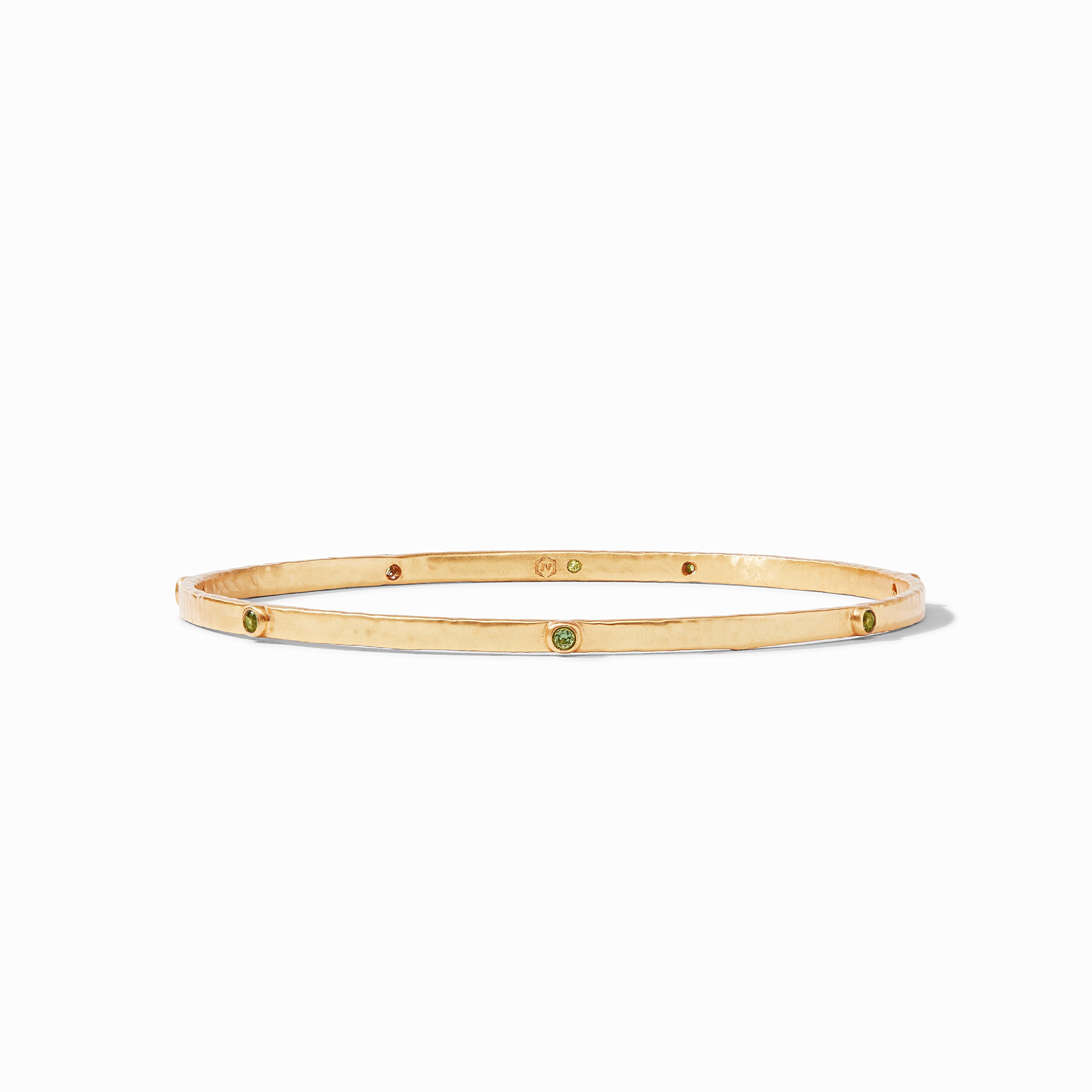 Julie Vos - Crescent Stone Bangle, Jade Green CZ / Large