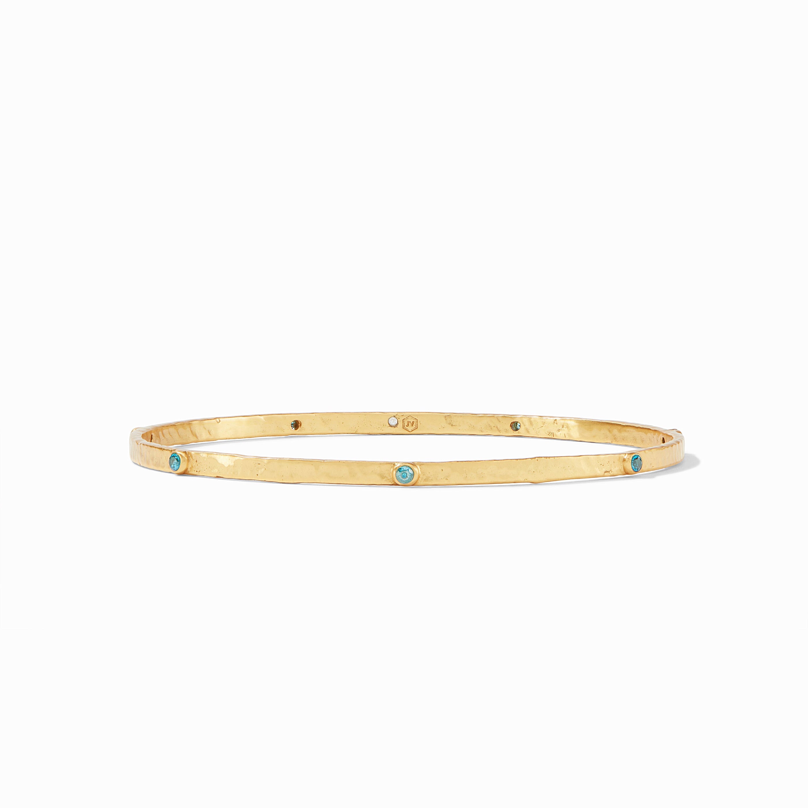 Julie Vos - Crescent Stone Bangle, Pacific Blue CZ / Large