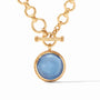 Julie Vos - Flora Statement Necklace, Iridescent Chalcedony Blue