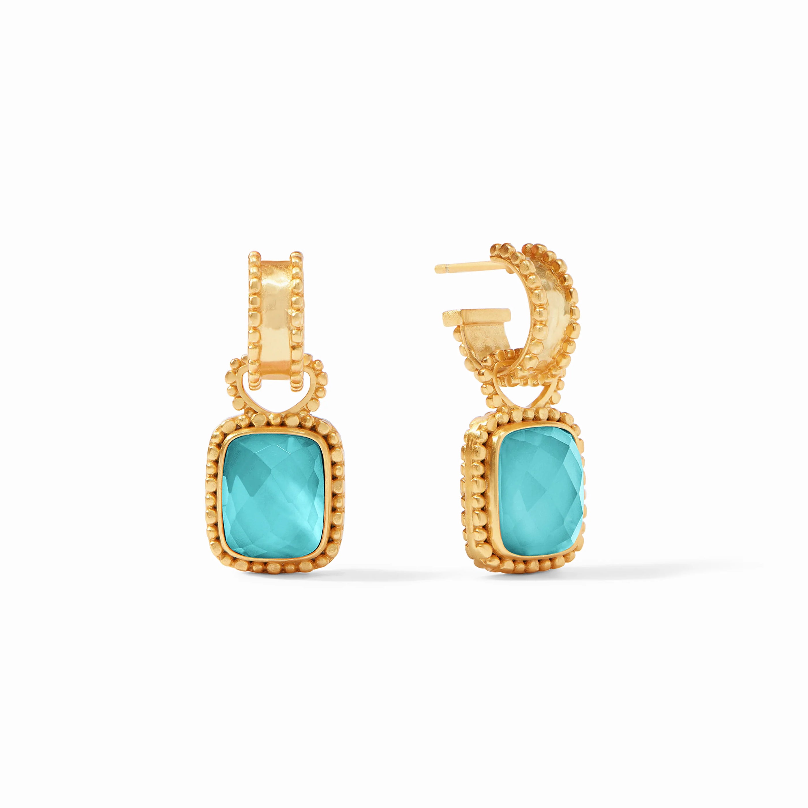 Julie Vos - Marbella Hoop &amp; Charm Earring, Iridescent Bahamian Blue