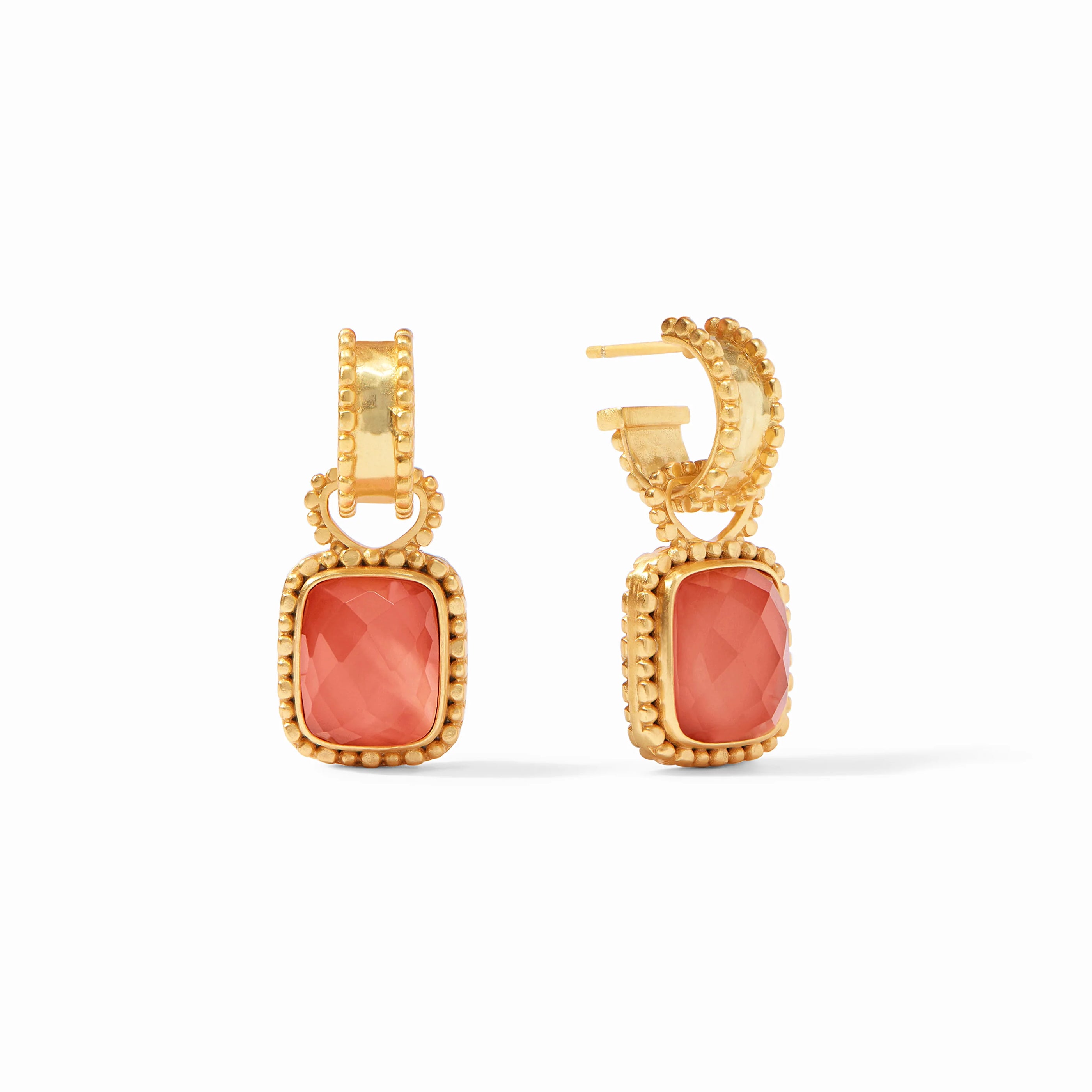 Julie Vos - Marbella Hoop &amp; Charm Earring, Iridescent Coral