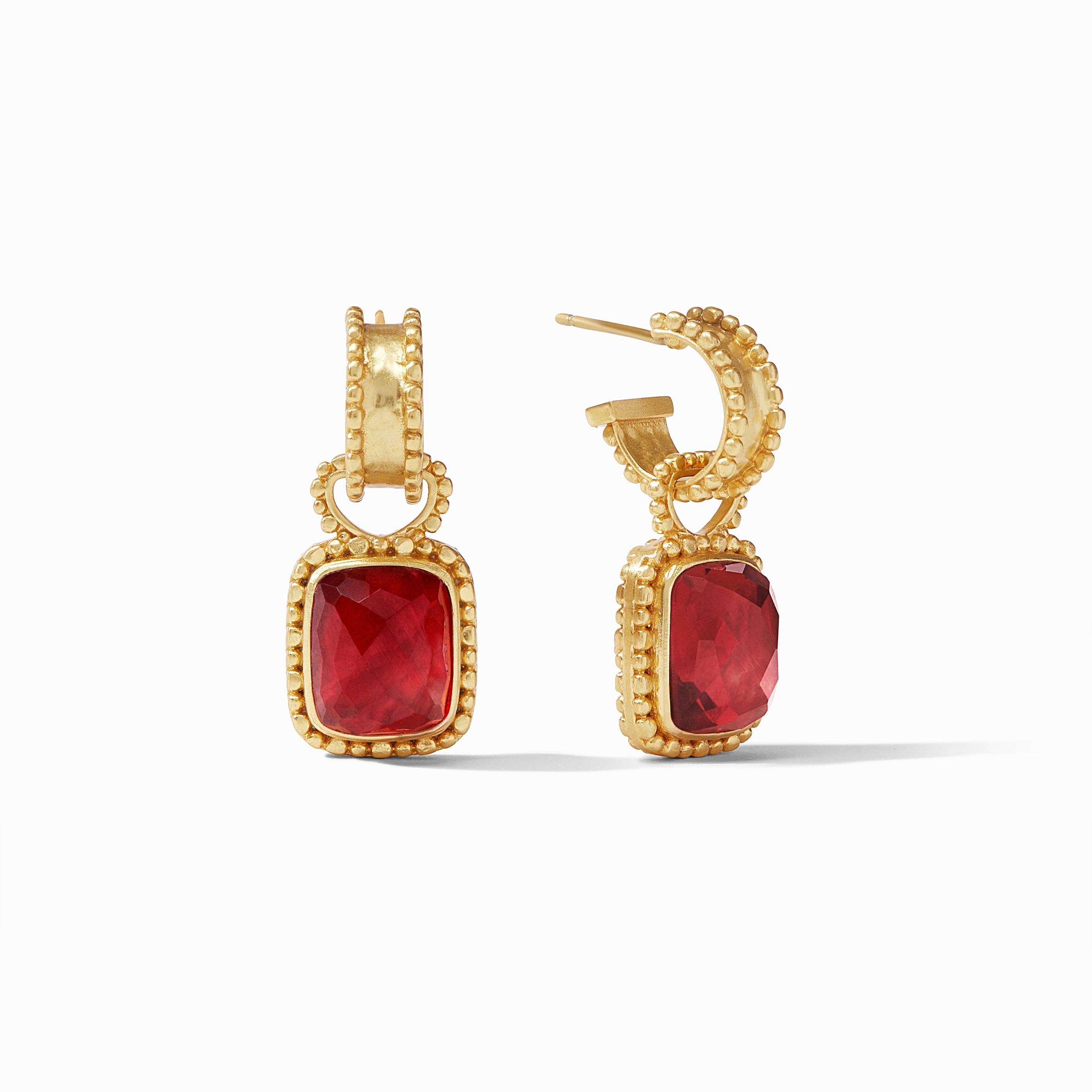 Julie Vos - Marbella Hoop &amp; Charm Earring, Iridescent Ruby Red