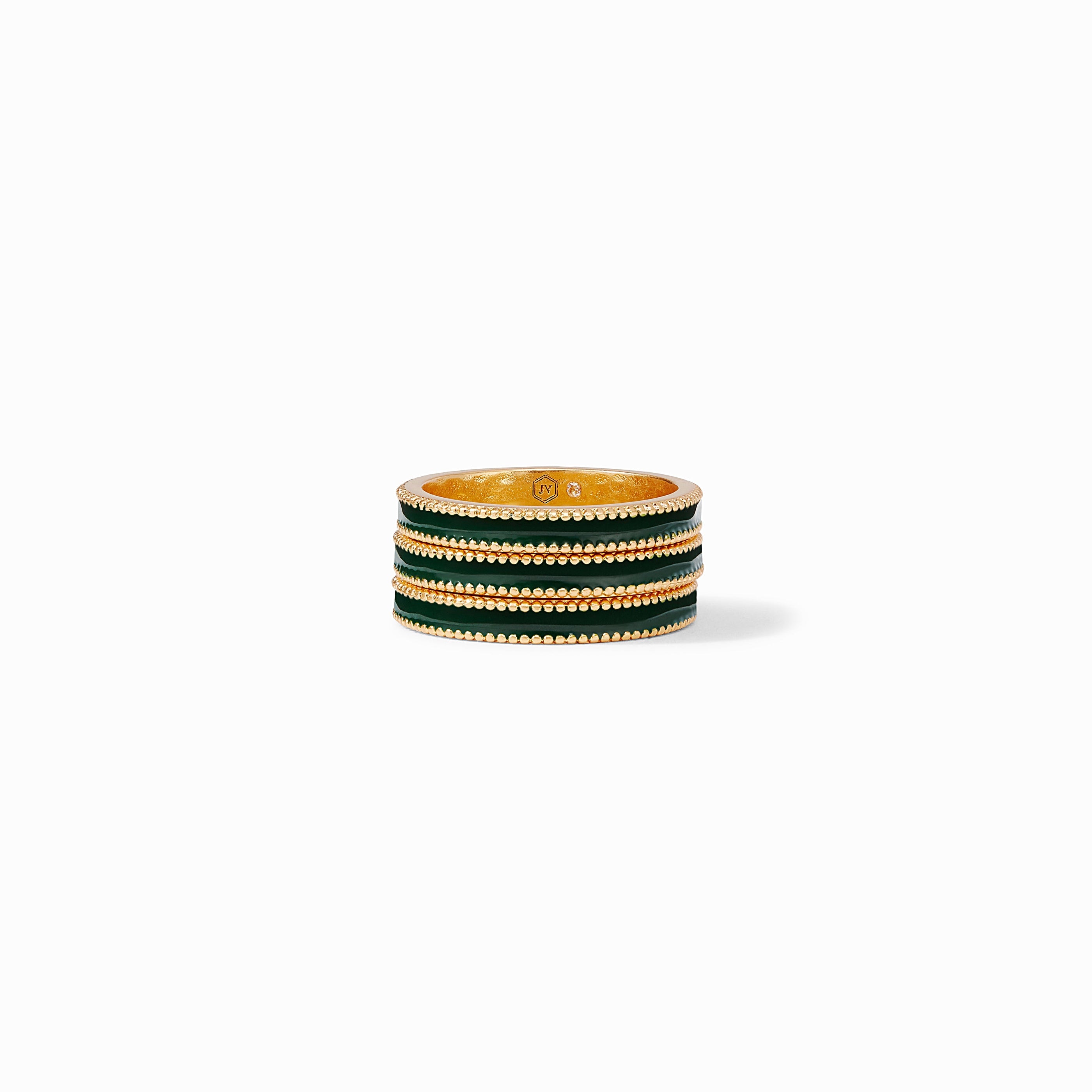Julie Vos - Marseille Trio Ring, Jade Green Enamel / 8, Jade Green Enamel, jade green, marseille, rings, bee, Obsidian Black Enamel, fall 2021, obsidian black meets mixed metal, back in stock fall