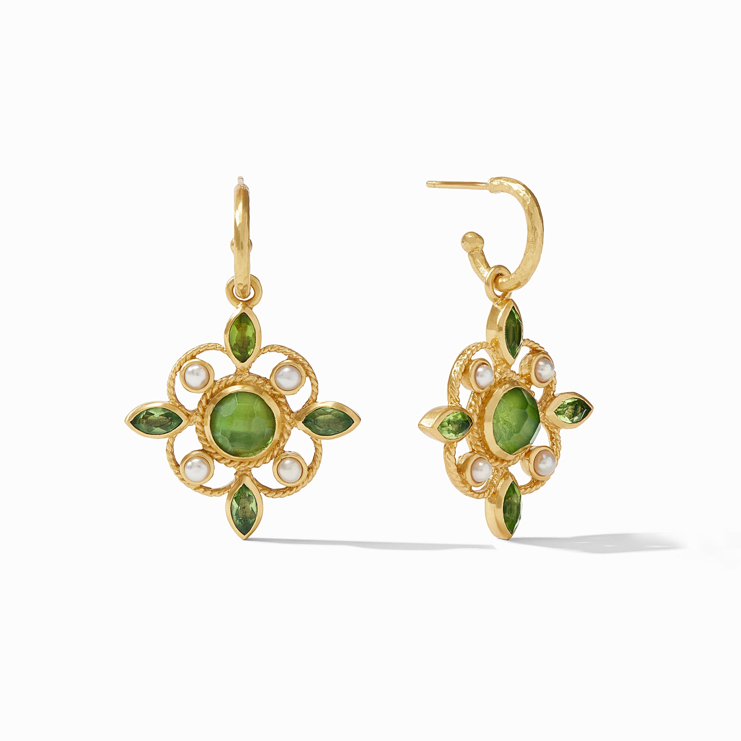 Julie Vos - Monaco Hoop &amp; Charm Earring, Iridescent Jade Green
