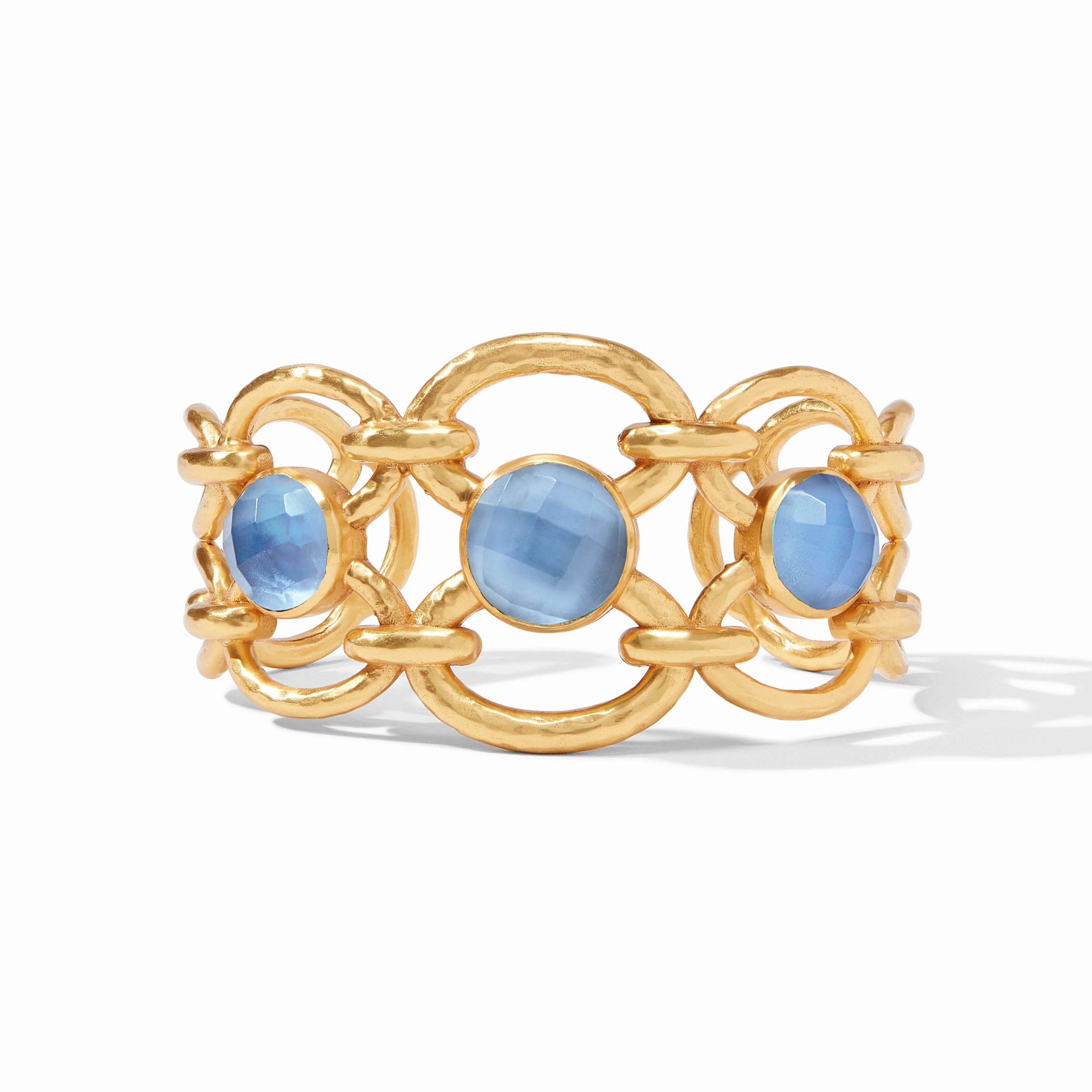 Julie Vos - Palermo Stone Cuff, Iridescent Chalcedony Blue