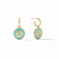 Julie Vos - Soleil Hoop &amp; Charm Earring, Bahamian Blue Enamel