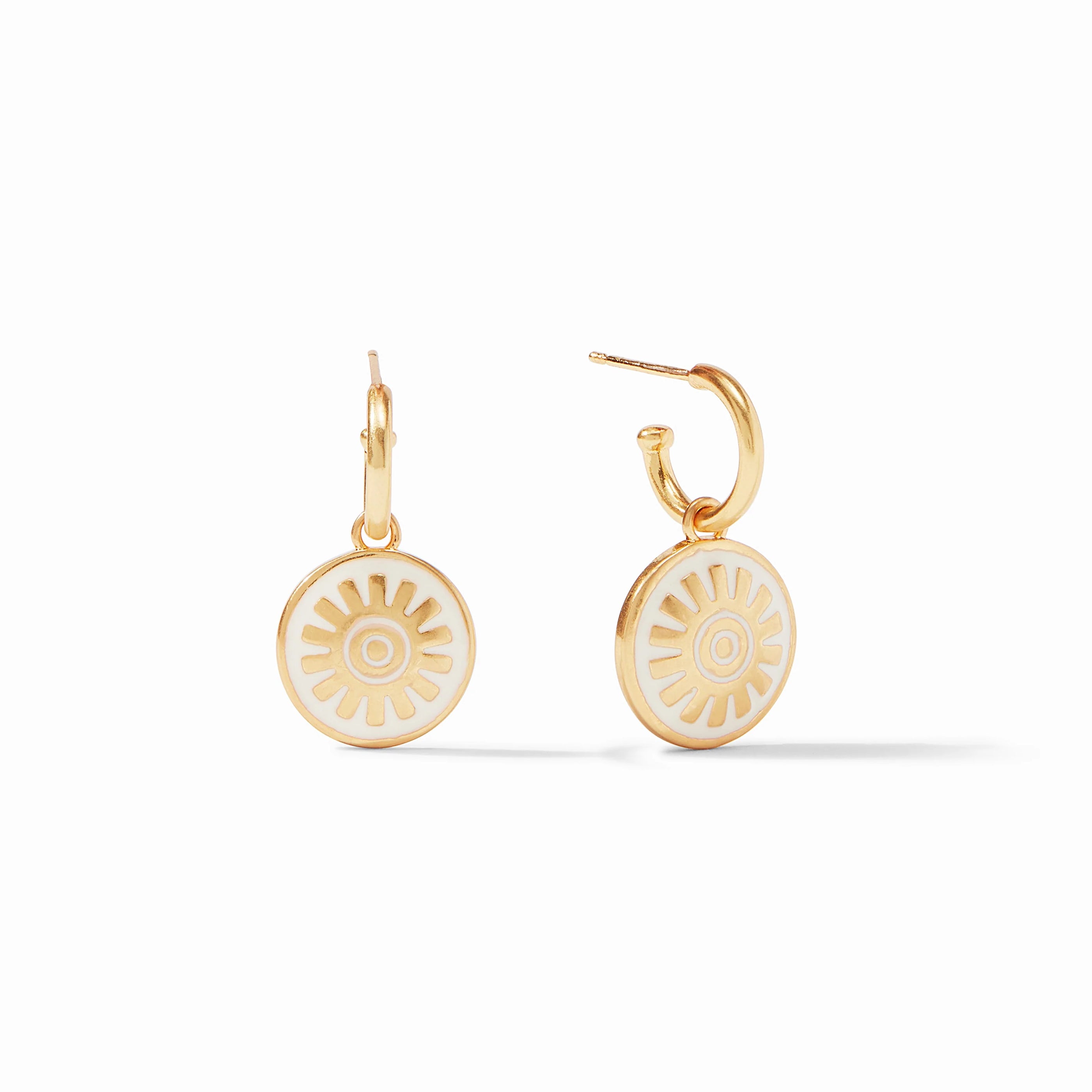 Julie Vos - Soleil Hoop &amp; Charm Earring, Ivory Enamel