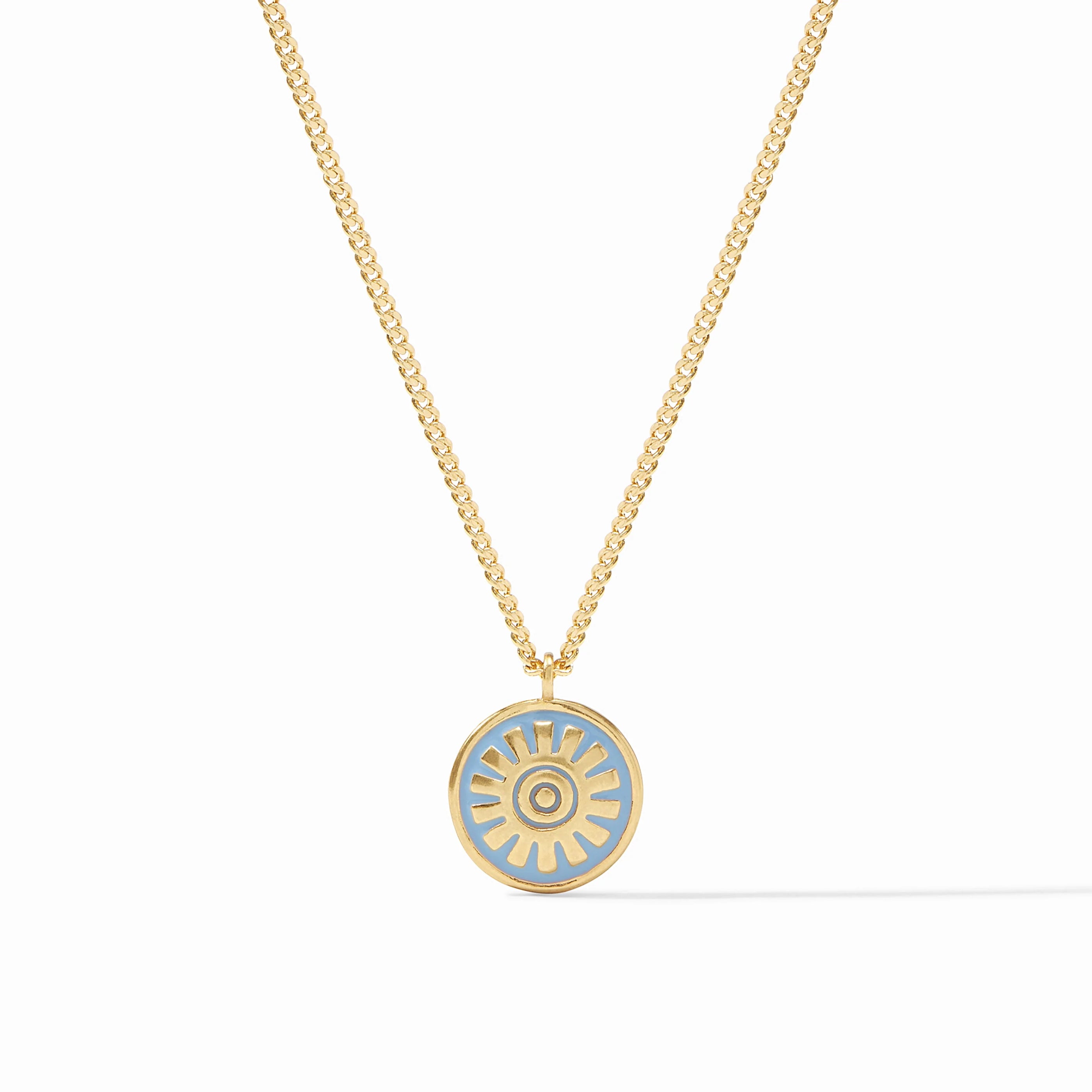 Julie Vos - Soleil Solitaire Necklace, Chalcedony Blue Enamel