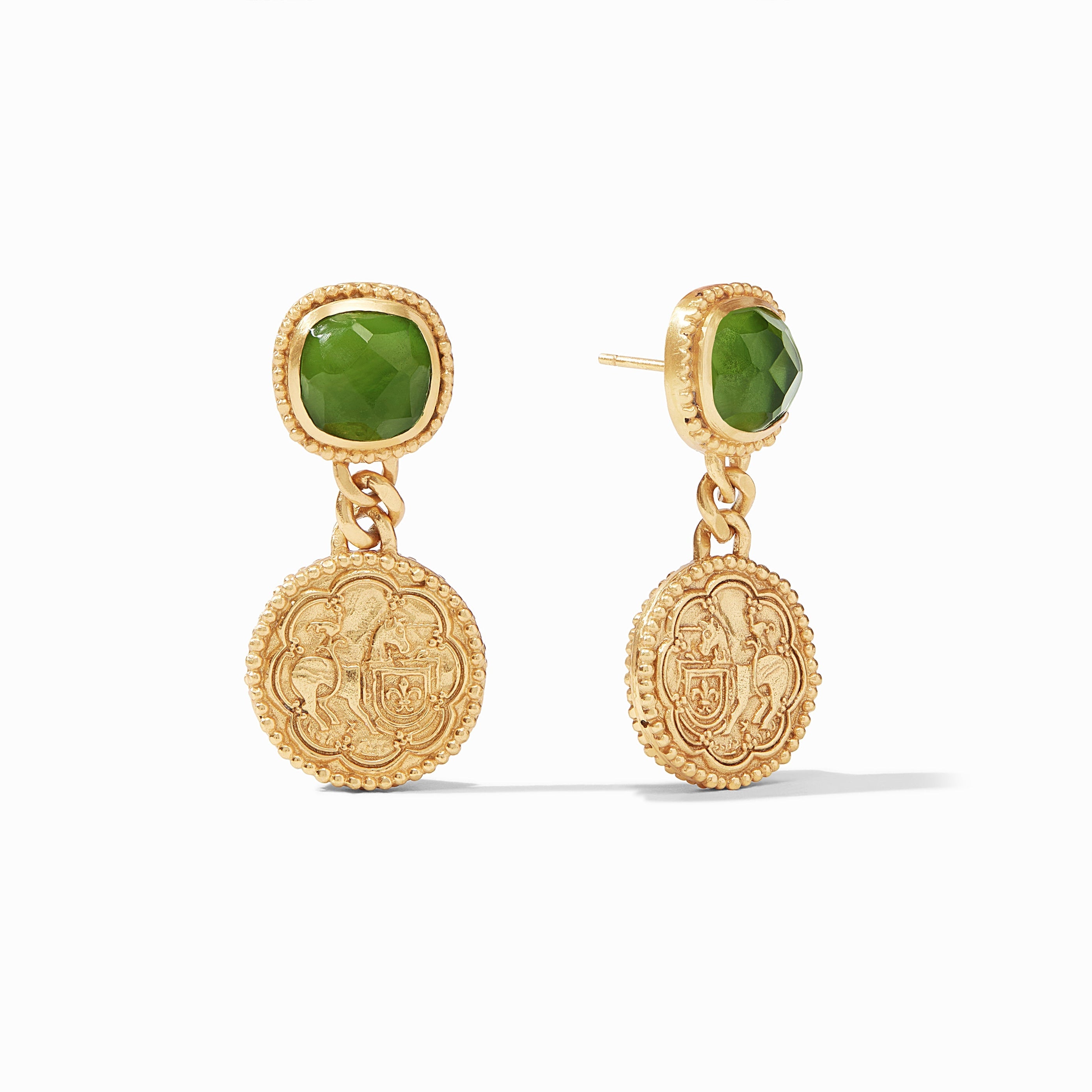 Julie Vos - Trieste Coin Statement Earring, Iridescent Jade Green